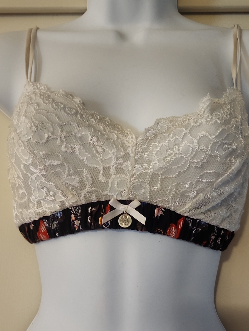 Christian Lacroix Lace Bralette with Floral Band in Cream Medium